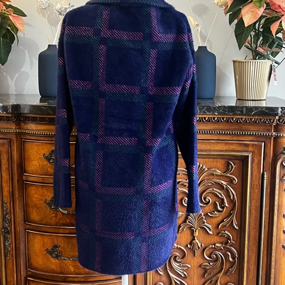 NVLT Navy and Pink Plaid Coat Anthropologie Size S - Picture 6 of 7